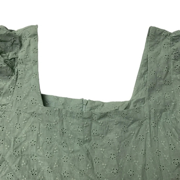 Lola May Green Sage Puff Sleeves Square Neck Dress NWT Size 10 - Picture 7 of 13